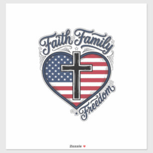 Faith Family Freedom Patriotic Cross Heart Shirt D