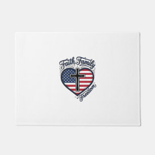 Faith Family Freedom Patriotic Cross Heart Shirt D Doormat