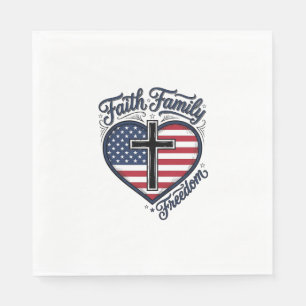 Faith Family Freedom Patriotic Cross Heart Shirt D Napkin