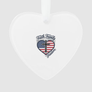 Faith Family Freedom Patriotic Cross Heart Shirt D Ornament