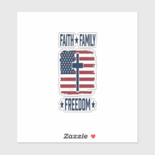 Faith Family Freedom Patriotic Cross USA Flag Vect