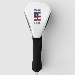 Faith Family Freedom Patriotic Cross USA Flag Vect Golf Head Cover