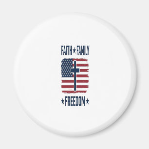 Faith Family Freedom Patriotic Cross USA Flag Vect Magnet