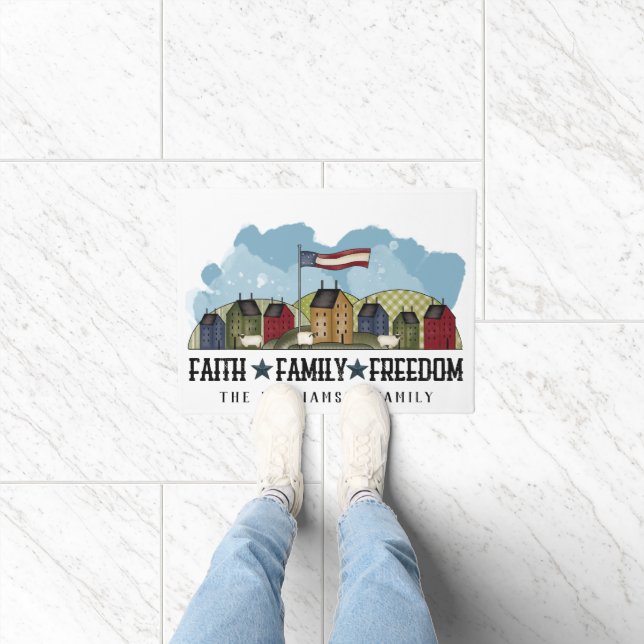 Faith Family Freedom Rustic Country Door Mat (Indoor)