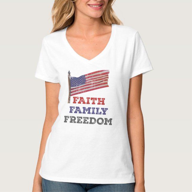 Faith Family Freedom Slogan T-Shirt (Front)