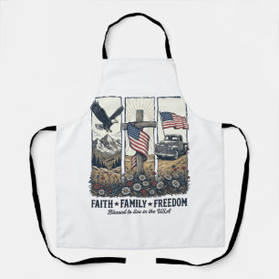 Faith Family Freedom Vintage Patriotic Eagle Apron