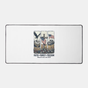 Faith Family Freedom Vintage Patriotic Eagle Desk Mat