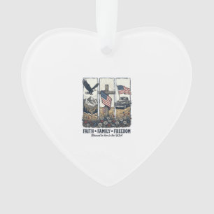 Faith Family Freedom Vintage Patriotic Eagle Ornament