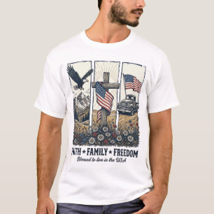 Faith Family Freedom Vintage Patriotic Eagle T-Shirt