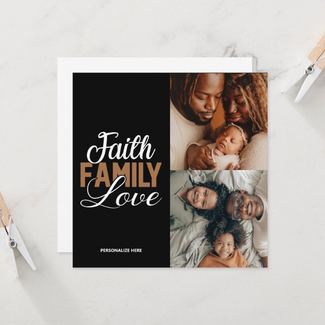 Faith Family Love Personalised Flat Card (Front/Back In Situ)
