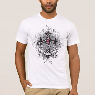 Faith Family Prayer Cross - Breast Cancer T-Shirt