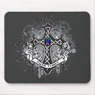 Faith Family Prayer Cross - Thyroid Cancer Mouse Pad