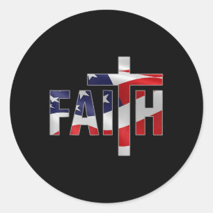 Faith Fear Christian Cross Jesus Christ Men Women Classic Round Sticker
