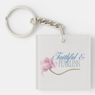Faith & Fearless Typography Design Throw Pillow Key Ring