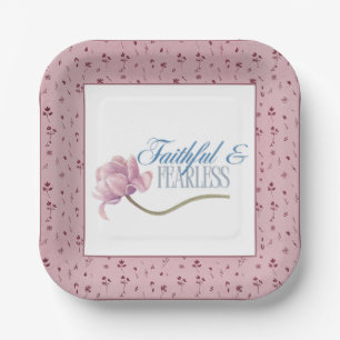Faith & Fearless Typography Design Throw Pillow Paper Plate