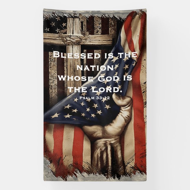 Faith‑Filled American Blessing Banner (Vertical)