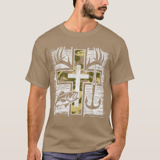 Faith Fishing Hunting Camo Cross Bass Hook Christi T-Shirt