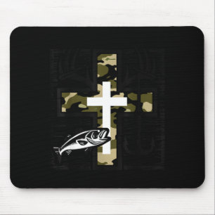 Faith Fishing Hunting Camo Cross With Hook B Chris Mouse Pad