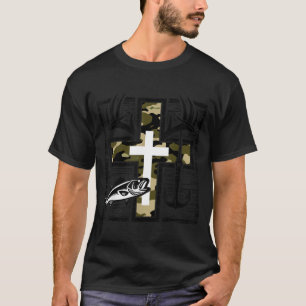 Faith Fishing Hunting Camo Cross With Hook B Chris T-Shirt
