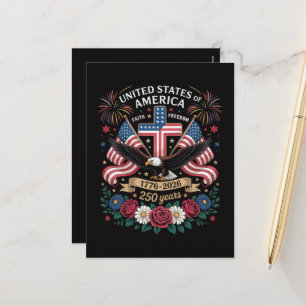 Faith Freedom 250 Years 1776 2026 Independence USA Holiday Postcard