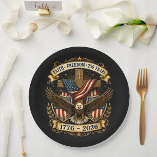 Faith Freedom 250 Years 250th Anniversary  Paper Plate