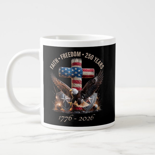 Faith Freedom 250 Years Large Coffee Mug (Left)