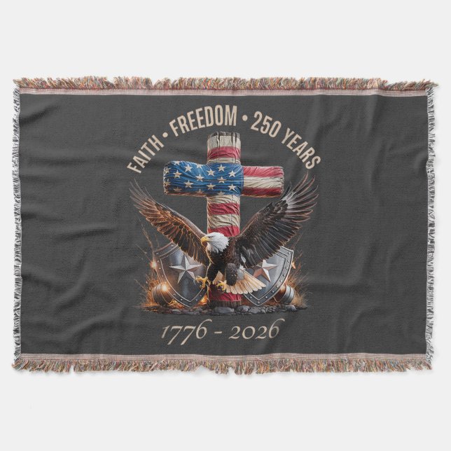 Faith Freedom 250 Years Throw Blanket (Front)