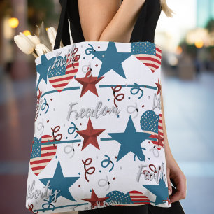 Faith, Freedom and Liberty Retro Patriotic Tote Bag