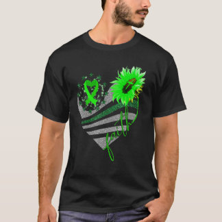 Faith Gastroparesis Awareness Sunflower Heart Ribb T-Shirt