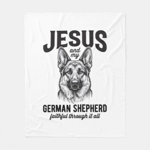 Faith German Shepherd Shirt for Christian Dog Love Fleece Blanket