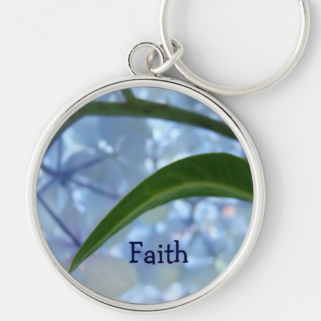 Faith gifts keychains Blue Hydrangea Flowers (Front)
