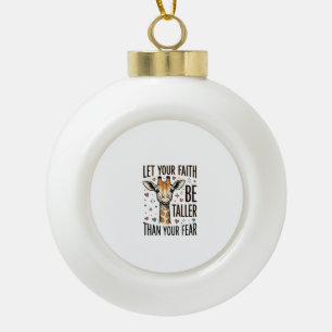Faith Giraffe Inspirational Vintage Shirt Design_1 Ceramic Ball Christmas Ornament