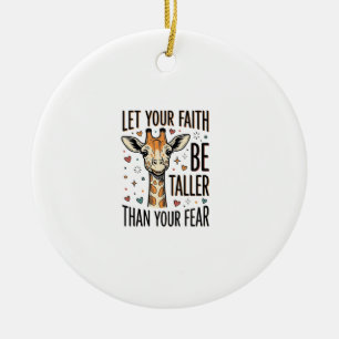 Faith Giraffe Inspirational Vintage Shirt Design_1 Ceramic Tree Decoration