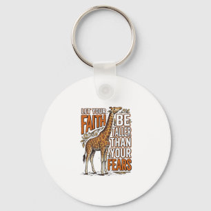 Faith Giraffe Vintage Inspirational Shirt Design_1 Key Ring
