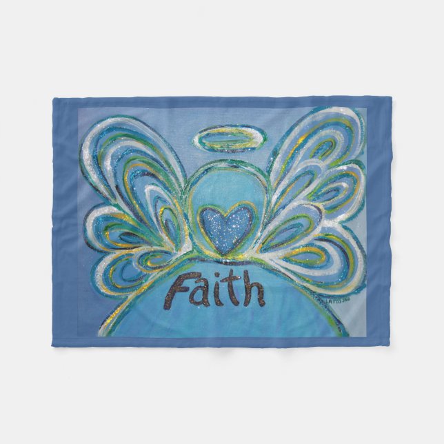 Faith Guardian Angel Art Custom Fleece Blanket (Front (Horizontal))
