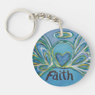 Faith Guardian Angel Word Custom Keychain