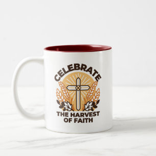 Faith Harvest Celebration – Inspirational Art Two-Tone Coffee Mug