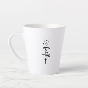 Faith Hearts & Cross Christian Faith Design Latte Mug