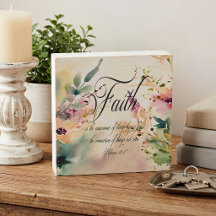 Faith Hebrews 11:1 Bible Verse Floral Tabletop