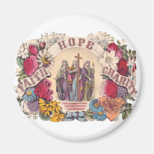 Faith, Hope and Charity Theological virtues Magnet (Front)