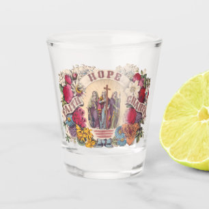 Faith, Hope and Charity Theological virtues Shot Glass