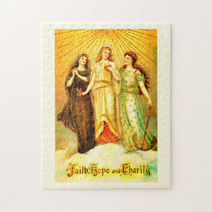 Faith Hope and Charity vintage art Jigsaw Puzzle