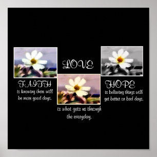 Faith,hope and love floral print