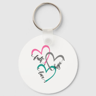 Faith Hope And Love Heart Christian Easter Christ Key Ring