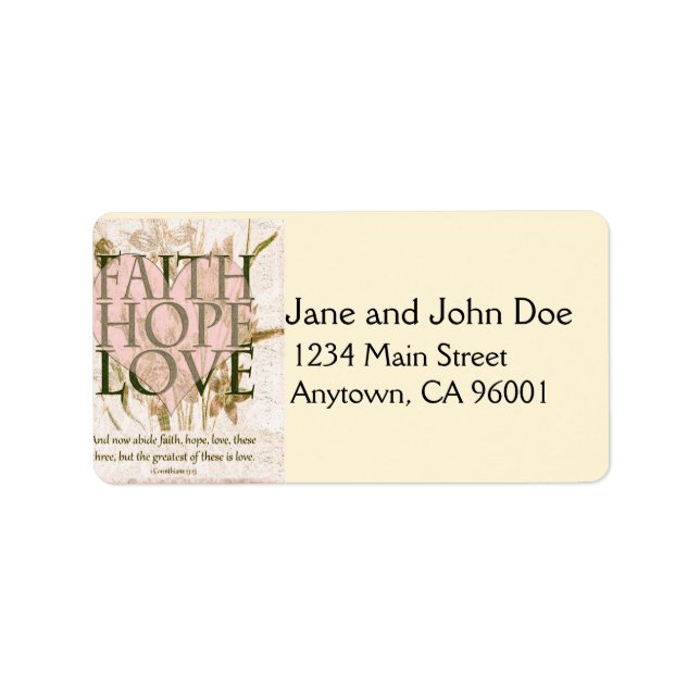 Faith, Hope and Love Label (Front)
