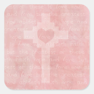 Faith Hope and Love Pink Christian Square Sticker