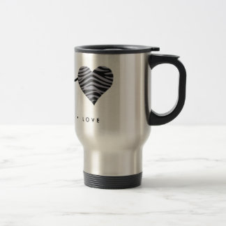 Faith, hope and love travel mug with zebra heart