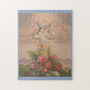 Faith Hope Charity And Flowers Jigsaw Puzzle