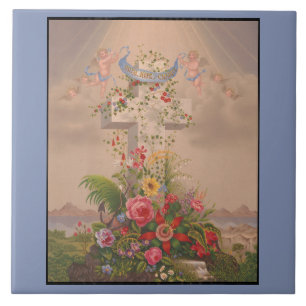Faith Hope Charity And Flowers  Tile