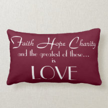 Faith Hope Charity Lumbar Pillow 13" x 21"